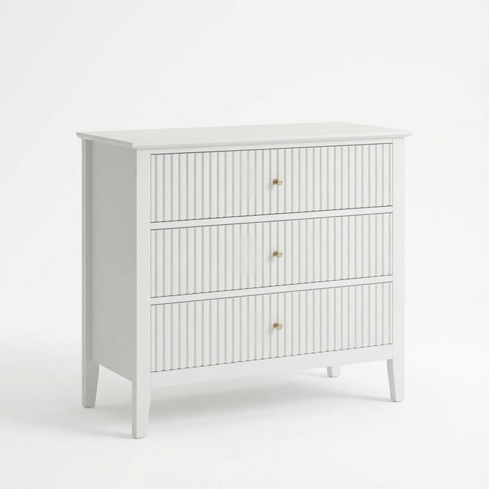 3 Drawer Nightstand, Wide With Soft Close Slides - White