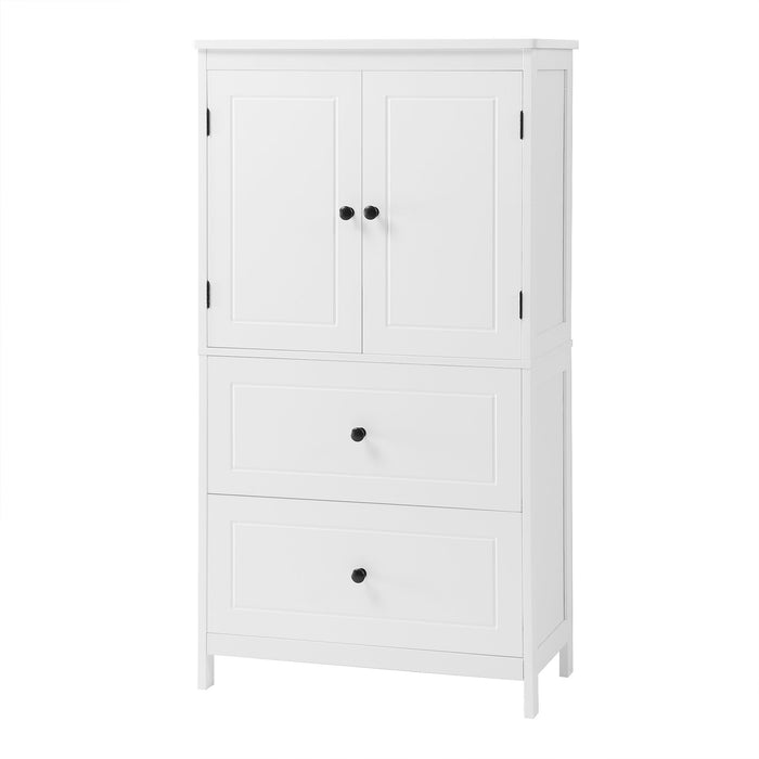 Bathroom Storage Cabinet With 2 Doors And Drawers, Adjustable Shelf