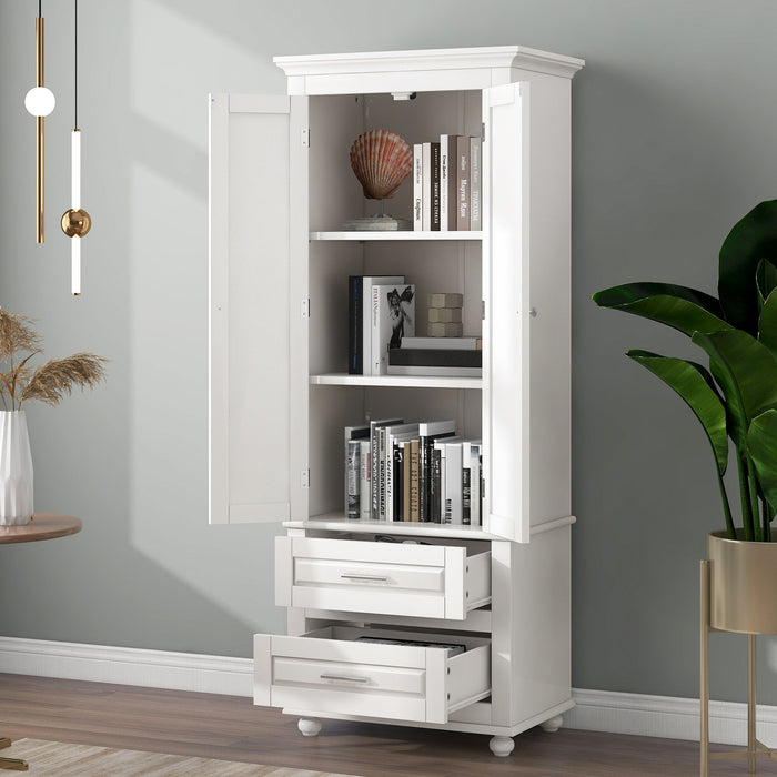 Tall Storage Cabinet With 2 Drawers For Bathroom