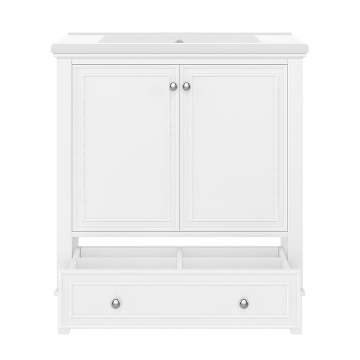 30" Bathroom Vanity With Sink Combo Undermount Sink, Cabinet With Doors And Drawer - White