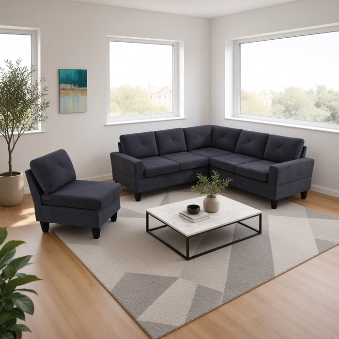 Modular L - Shaped Sectional Sofa 6 Seater 4 Piece Couch With Chaise