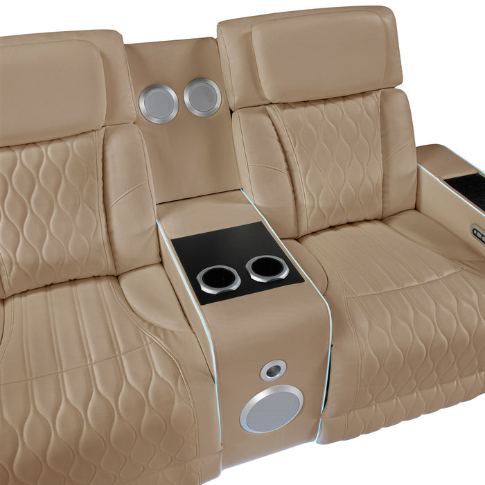 Electra - 3 Piece Power Reclining Sofa, Loveseat And Recliner Set With Power Headrests, Massage And LED Lighting