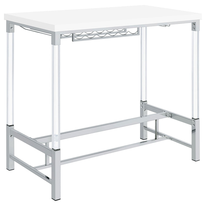 Tonneson - Bar Table With Trestle Base And Wine Storage - White