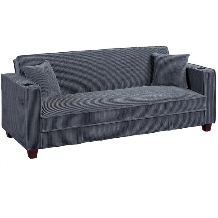 Modern Convertible Sofa With Hidden Storage USB Port, Cup Holder