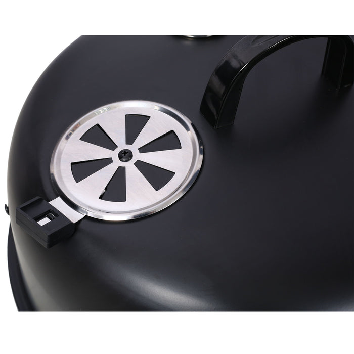 Portable Charcoal Smoker Grill For Outdoor Cooking - Black