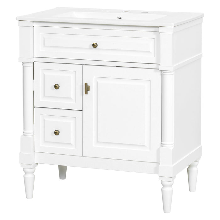 Modern Bathroom Vanity With Sink, Freestanding Cabinet With Flip Drawer & Adjustable Shelf