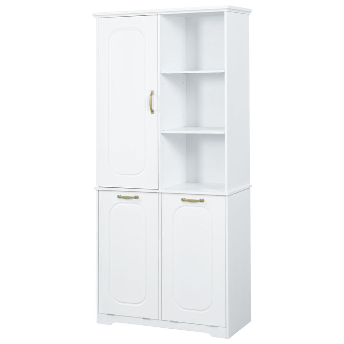 Freestanding Tall Storage Cabinet With 2 Tilt Out Hampers