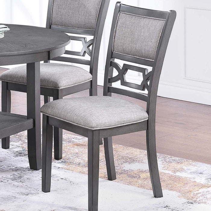 5 Piece Dining Set With Storage Shelves Round Table And Upholstered Side Chairs - Gray