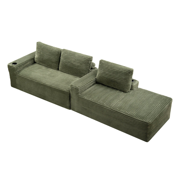Cloud Sectional Couch, Modular Sectional Sofa With Deep Seat, Boneless Couches With L-Shape Chaise For Living Room - Green