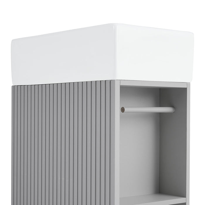 Modern Bathroom Vanity With Sink And 2 Tier Shelf