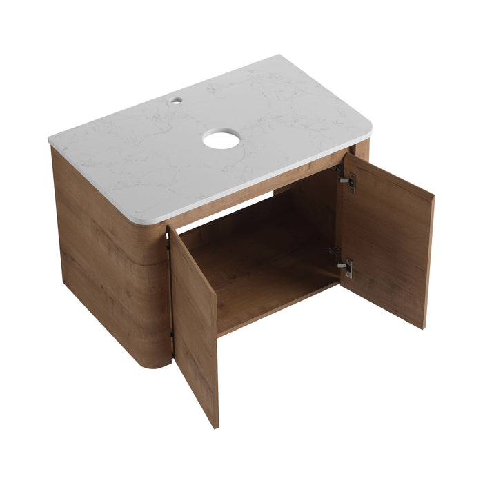 Wall Mounted Bathroom Vanity With Art Sink, 1 Soft Close Door