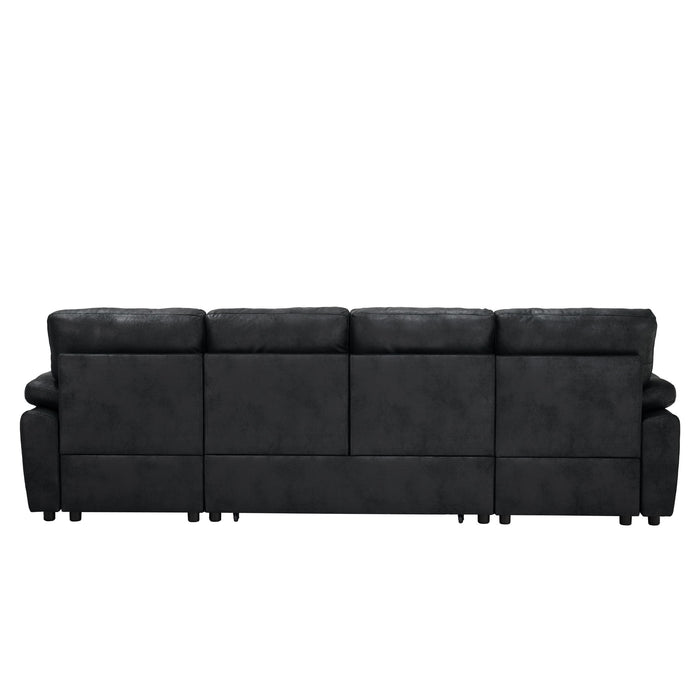 Convertible Sectional Sofa Bed With Pull Out Sleeper And Storage