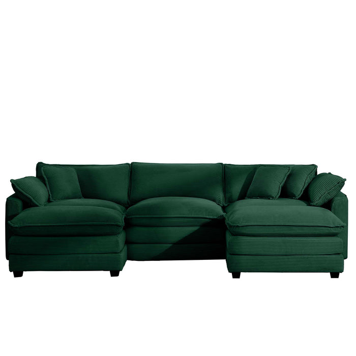 Modern Modular Cushion Sofa With Ottoman, Low Back, Deep Seating Sofa Set