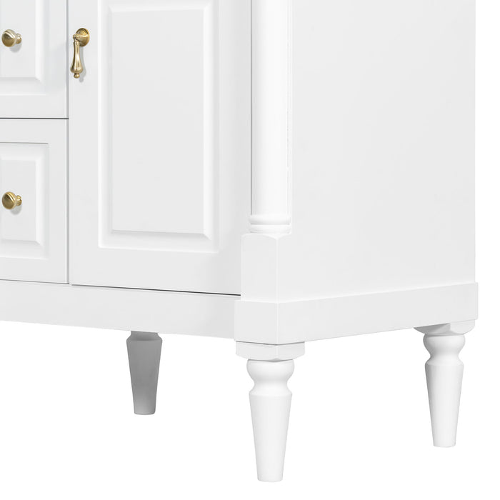 Freestanding Bathroom Vanity With Sink, Adjustable Shelf & Flip Drawer