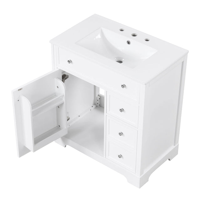 Bathroom Vanity With Sink Top, Cabinet With Door And 2 Drawers - White