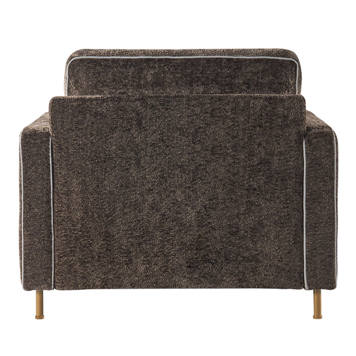 Accent Chair Upholstered Single Sofa With Square Arms, Sewn Pillow Back For Living Room