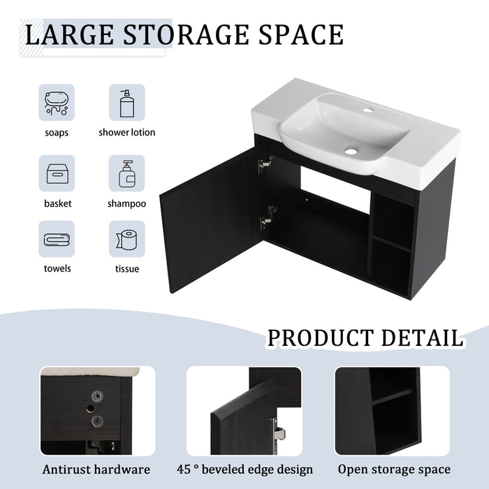 Wall Mounted Bathroom Vanity With Sink, Soft Close Door