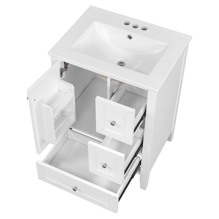Modern Bathroom Vanity With Sink, Freestanding Cabinet With Drawers And Shelves