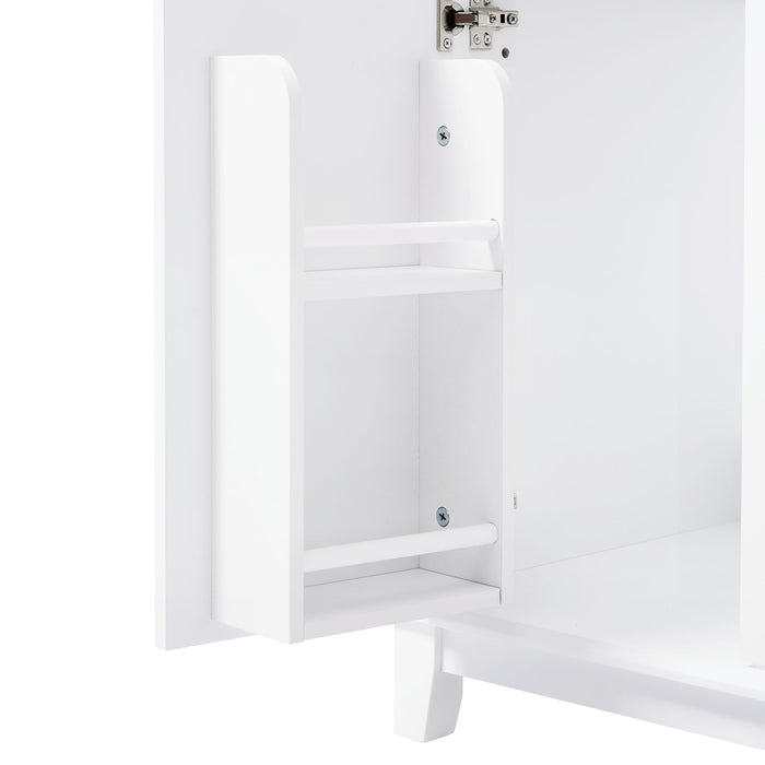 Bathroom Vanity With Double Sinks, 3 Drawers & 4 Doors - White