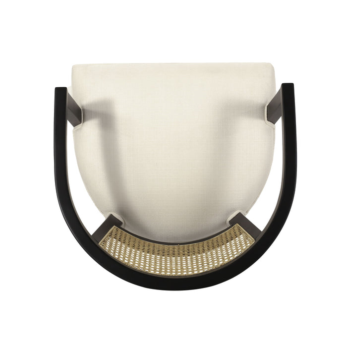 Elegant Dining Chair With Cane Web Backrests And Velvet Upholstery