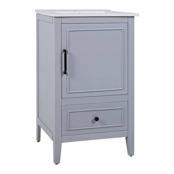 20" Bathroom Vanity With Sink, Bathroom Cabinet With A Door, Door Shelf Storage And Adiustable Foot Pads, A Drawer - Gray
