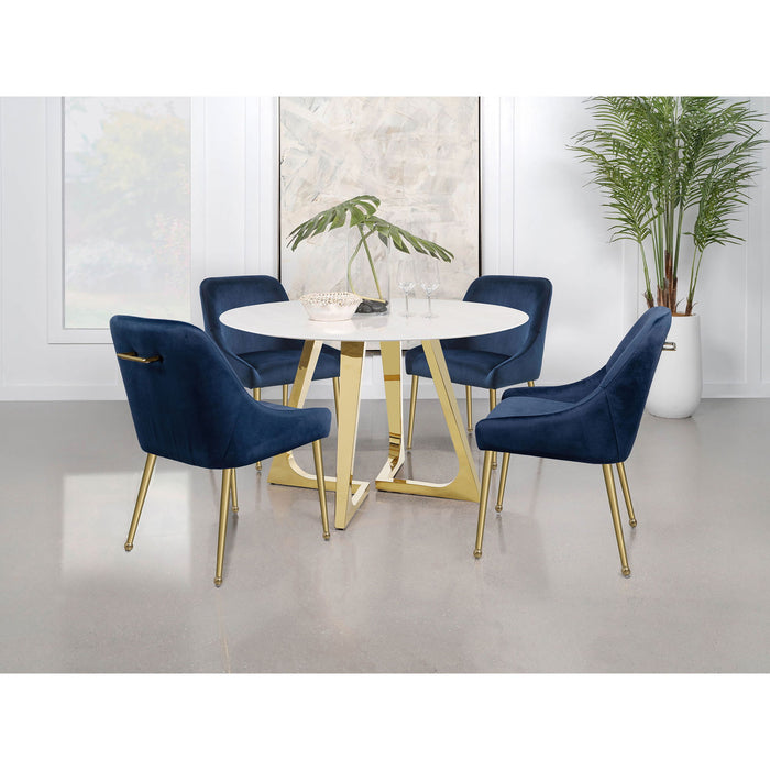 Imani - Round Marble Dining Table - Gold