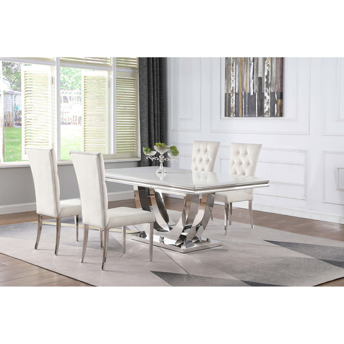 Kerwin - 5 Piece Rectangular Dining Table Set With Upholstered Chairs - Cream White
