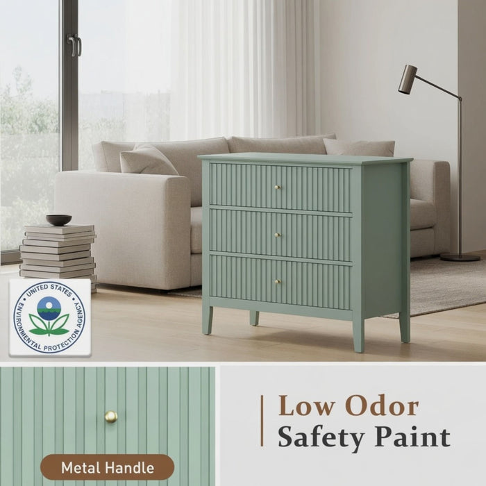 Fluted 3 Drawer Nightstand With Soft Close Slides