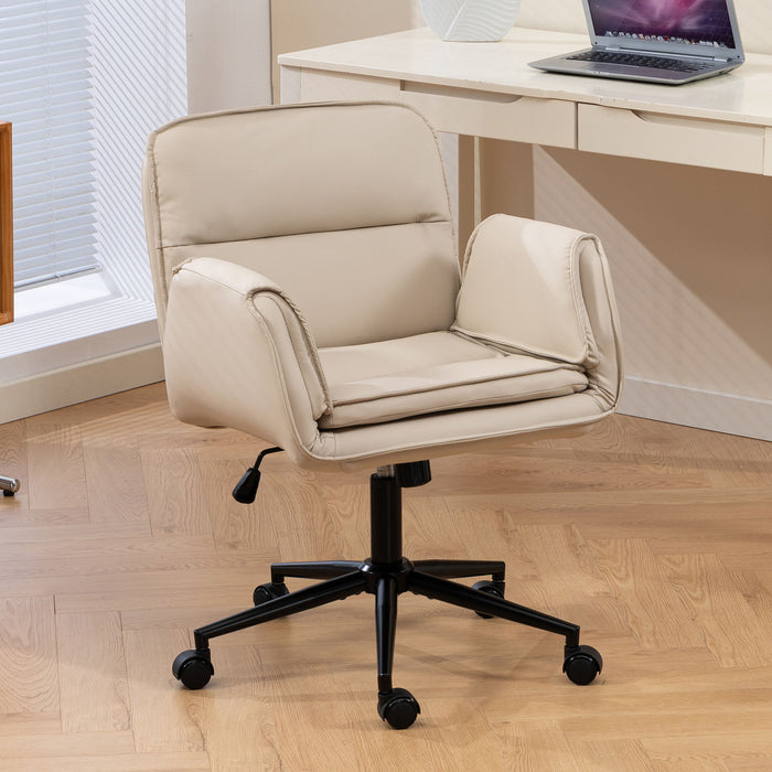 Criss Cross Swivel Desk Chair With Adjustable Armrests & Wheels For Home Office