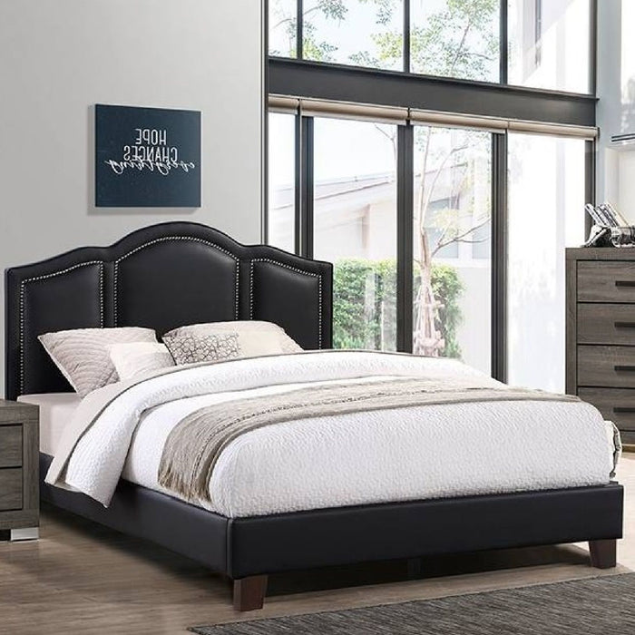 Full Size Bed With Unique Headboard - Black