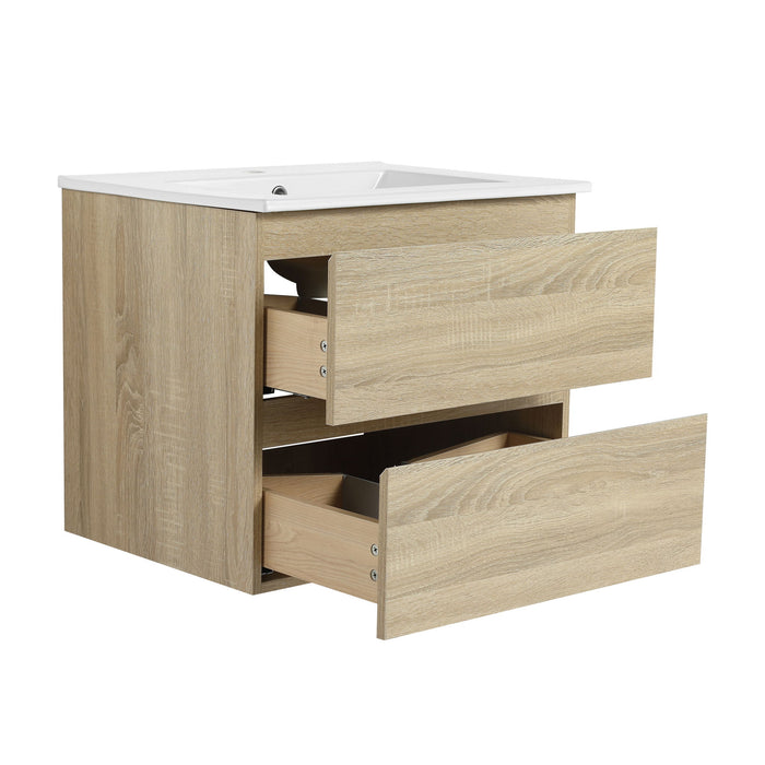 Wall Mounted Bathroom Vanity & Sink, 2 Soft Close Drawers