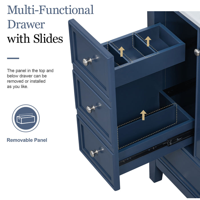 Modern Bathroom Vanity With Sink, 1 Cabinet & 3 Drawers