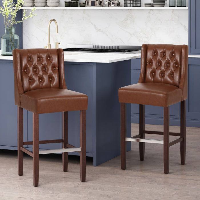 Solstara - Upholstered Dining Barstool With Button Tufted And Wing Back