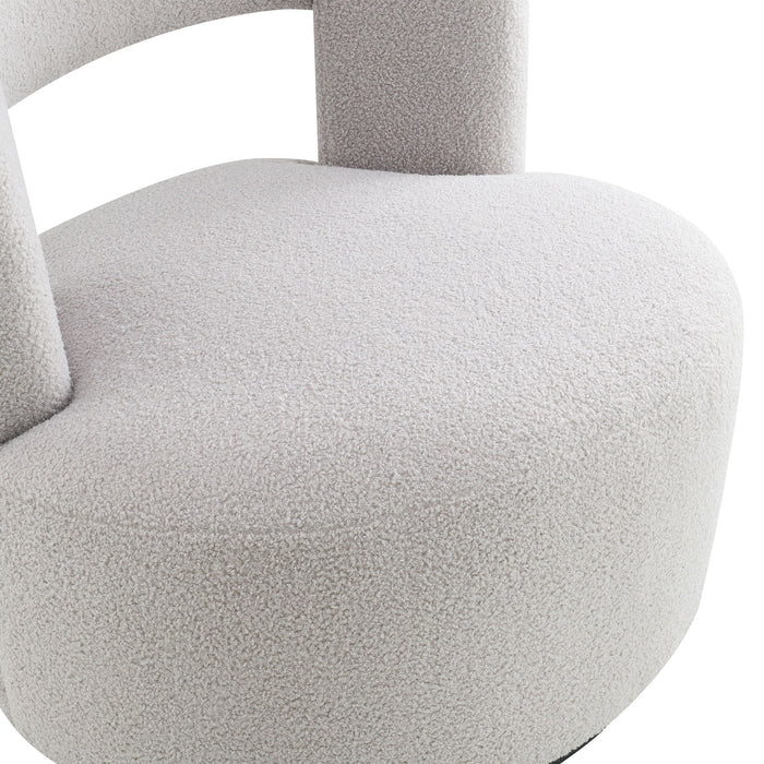 Swivel Comfy Round Barrel Chair With Soft Teddy Fabric For Living Room