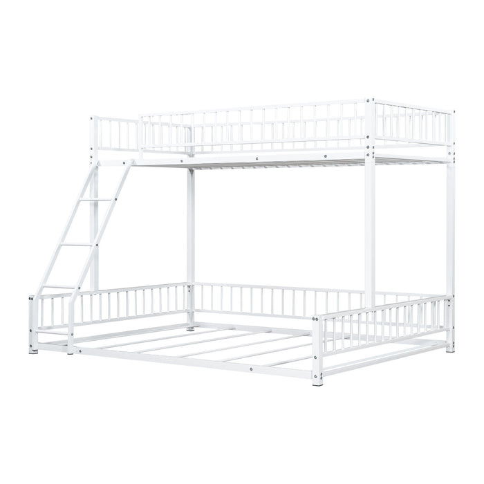 Bunk Bed Frame With Ladder And Safety Guardrails