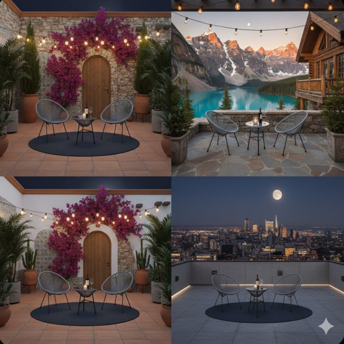 Acapulco Style 3 Piece Patio Bistro Set With Chairs