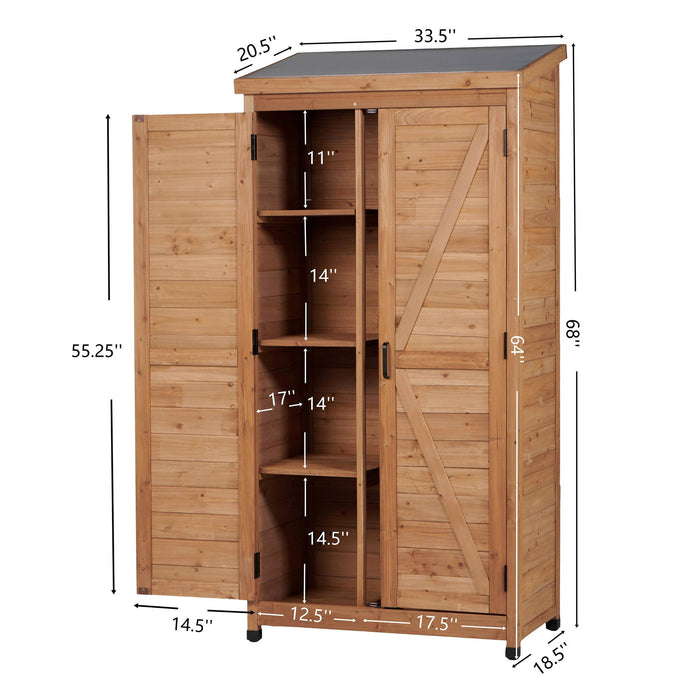 Outdoor Storage Shed With Vertical Tool Cabinet For Backyard