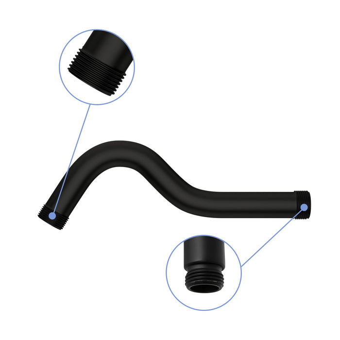 8" Shower Arm With Flange, Adjustable Angles - Matte Black