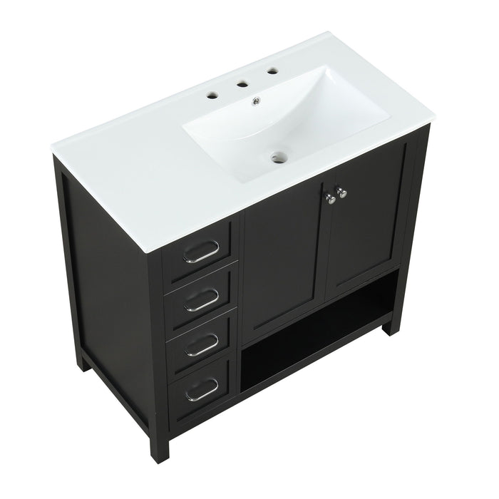 Bathroom Vanity With Sink Top, Bathroom Vanity Cabinet With 2 Doors And 2 Drawers, Open Shelf