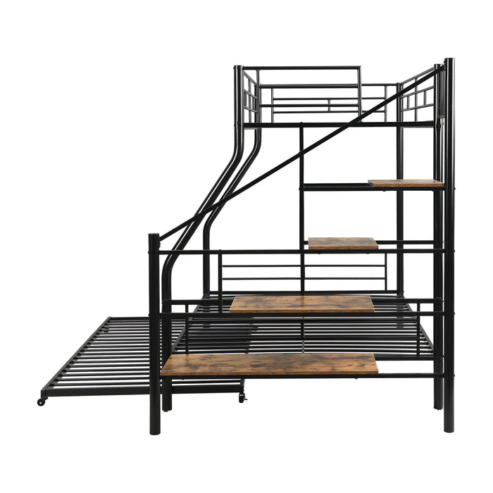 Metal Bunk Bed With Trundle And Storage Staircase