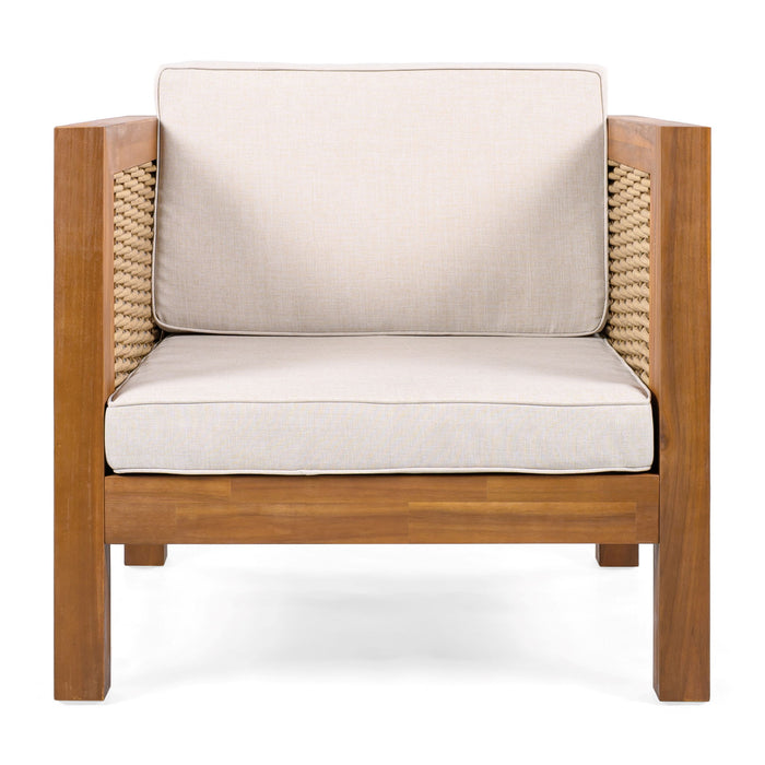 Outdoor Club Chair With Wicker Armrest