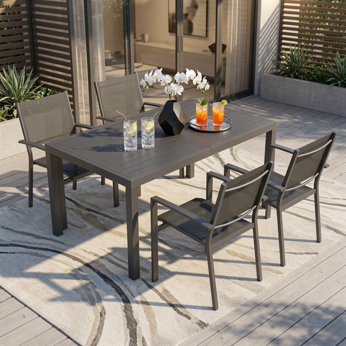 5 Piece Patio Dining Set With Table And Chairs For Outdoor Use - Gray