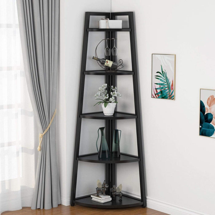 Tall 5 Tier Corner Bookshelf For Living Room