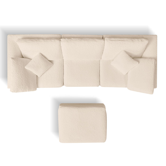 Cloud Sectional Couch, Convertible With Ottoman, 3 Seater Modular Design
