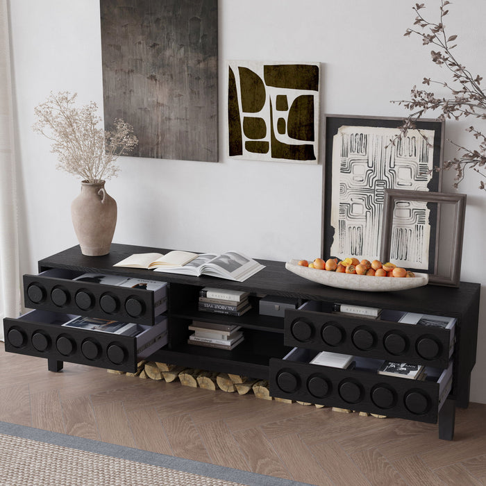 Media Console With 4 Drawers And Cable Management