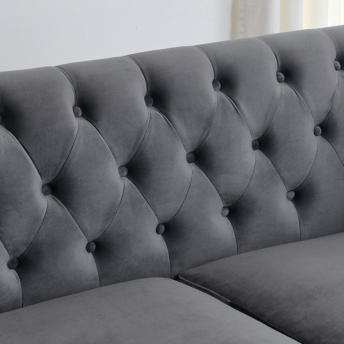 Modern Chesterfield Sofa With Tufted Backrest For Living Room