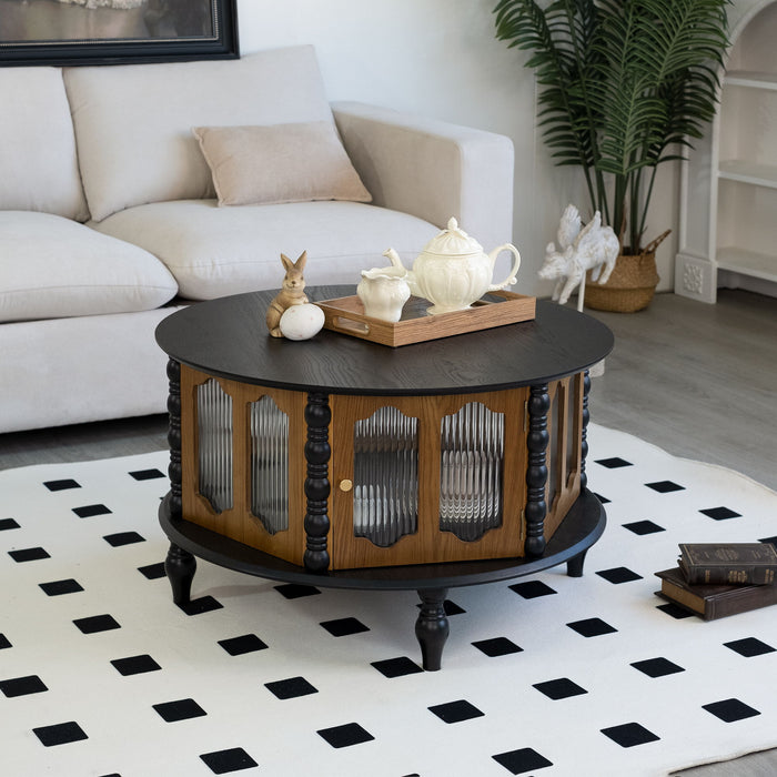 Round 3 Door Storage Coffee Table For Living Room