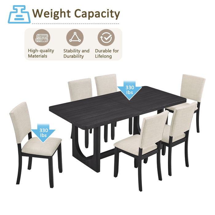 Dining Table Set, Rectangular Kitchen Table With Upholstered Chairs