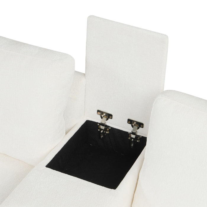 Contemporary L Shaped Convertible Sofa Bed With Pull Out Bed, Cup Holders, And Storage