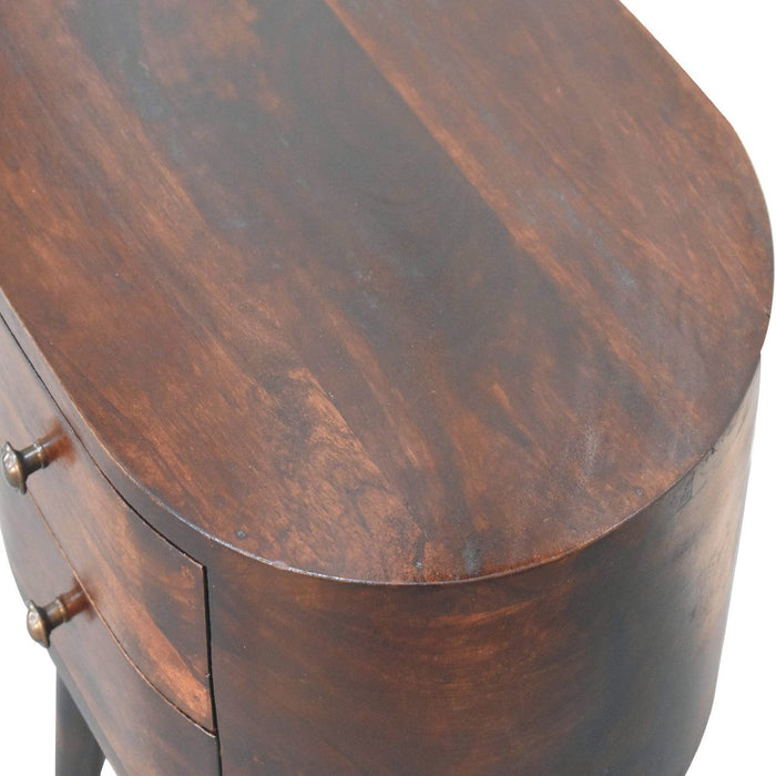 Rounded Bedside Table - Walnut